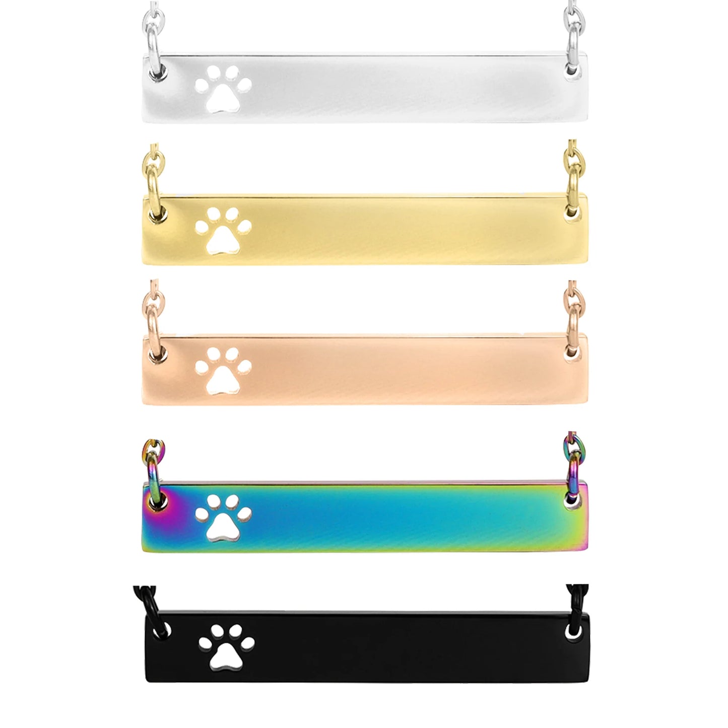 Bar Necklace - Paw Print